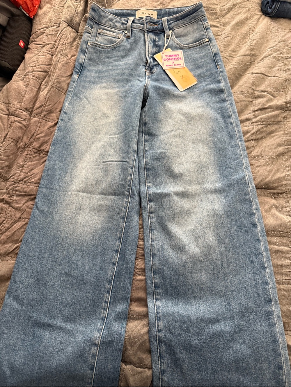 Wide-Leg Light Blue Tummy Control Jeans - Women